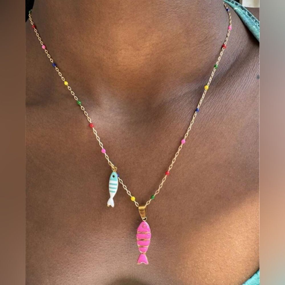 Colorful Fish Pendant Necklace S964